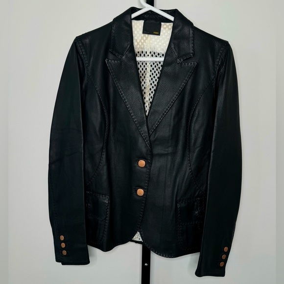 Fendi Women's Leather Jacket - Italian Elegance Meets Timeless Luxury - Picture 1 of 7